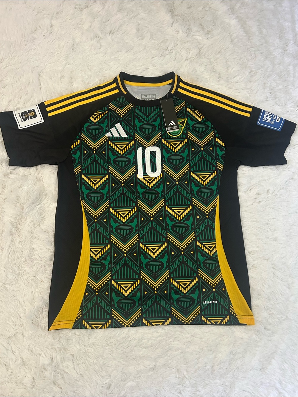 adidas Men’s Green, Yellow & Black Geometric Soccer Jersey - #10
